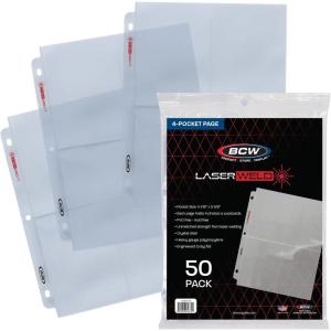 BCW LaserWeld® 4-Pocket Page 50 Count | Binder Pages | Photo Sleeves for 3 Ring Binder | 3.5×5.25 Cards, Polaroids | Archival, Acid-Free(50 Pack)