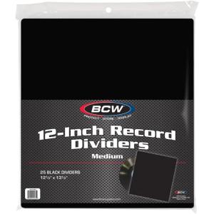 BCW Medium White 12-Inch Record Dividers – 25 Ct | Premium Archival Vinyl Dividers(Black)