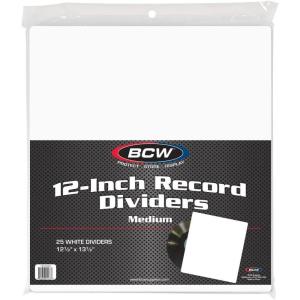 BCW Medium White 12-Inch Record Dividers – 25 Ct | Premium Archival Vinyl Dividers(White)