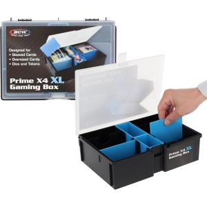BCW Prime X4 XL Gaming Box | Playing Card Storage Box for Decks and Game Accessories, Includes Removable Dividers and Dice Trays | Trading Card Storage Box for Gaming | Pokemon, MTG, Naruto Cards