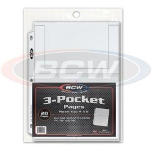 BCW Pro 3-Pocket Photo Protector Sleeves | 20 Count | 4″x6″ Photos Sleeves, Cards | Acid-Free, PVC-Free | Archival Quality, Photo Album Pages protector for 3 Ring Binder | High Clarity Polypropylene
