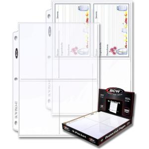 BCW Pro 4-Pocket Photo Protector Sleeves | 100 Count | Photos Sleeves, Cards | Acid-Free, PVC-Free | Archival Quality, Photo Album Pages Protector for 3 Ring Binder | High Clarity Polypropylene