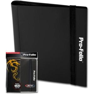 BCW Pro-Folio 4-Pocket Card Album – Black | Side-Loading Design, Trading Card Binder, Holds up to 160 Cards | Perfect Storage and Display Solution for Sports, Trading, and Gaming Card Collections(Black)