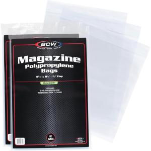 BCW Resealable Magazine Bags – 1 Pack of 100 | Acid-Free, Clear Polypropylene Sleeves for Archival-Quality Storage of Collectible Magazines | Protect and Showcase Your Valuable Comic Book Collection(200 Pack)