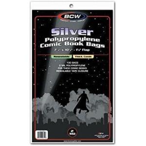 BCW Resealable Silver Comic Bags – Thick (100 Count)