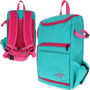 BCW Spectrum TCG Backpack | Holds 7–9 Prism Deck Cases | Configurable Storage for Cards & Gear | Playmat Strap & Side Pocket | Durable & Travel-Friendly Design | Cyber Pink/Teal(Cyber Pink/Teal)