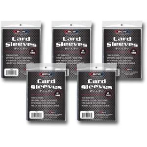 BCW Standard Card Sleeves – 2-5/8″ x 3-5/8″ – 5 Packs (500 Total) | Crystal Clear Acid-Free, Toploader | Trading Card Sleeves for Baseball, Basketball, Football, Hockey, Pokemon, MTG, etc