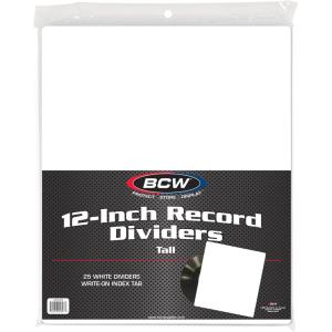 BCW Tall Dividers for 12 in Records – White | 25 Pack | Premium Quality Vinyl Storage(White)