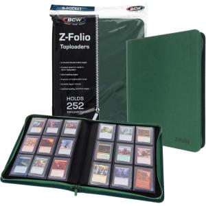 BCW Top Loader Binder | 9-Pocket LX Album | Green Leatherette Toploader, Archival Safe, Side-Loading Pages | Holds 252 Standard 3×4 Toploaders | Ideal for Sports, Trading, Gaming Card and Pokemon Card(Green)