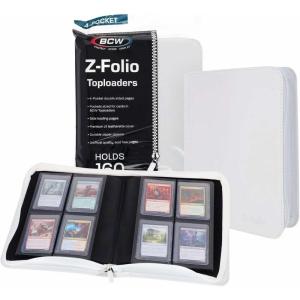 BCW Z-Folio 4-Pocket LX Album – White | Holds 160 Standard Toploaders | Side-Loading, Acid-Free Pages for Trading & Sports Cards(White)