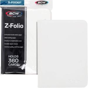 BCW Z-Folio 9-Pocket LX Album – White | Secure Zipper Card Organizer | Premium Leatherette Card Collection Binder | Trading Card Binder for Pokemon, MTG, Sport Cards and More