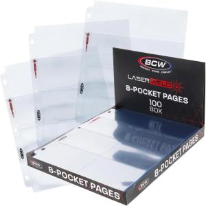 LaserWeld® 8-Pocket Binder Card Sleeves | Card Pages for Binders | Card Sheets for Binder | Card Sleeve Pages for Vintage Sports Cards (1948–1985) | Acid-Free, Archival-Grade | 100 Pack(100 Pack)