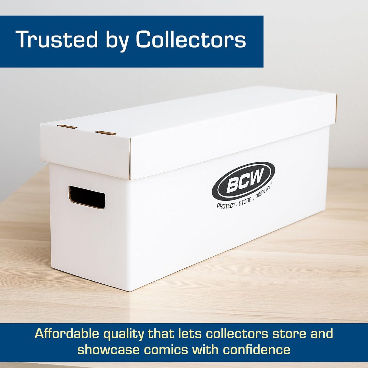 image:imageBCW Long Comic Storage Box 20 ct Holds 250300 Current amp Silver Age Comics Sturdy 200 lb for Cardboard Comic Book Stackable Comic Storage Box for Collectors