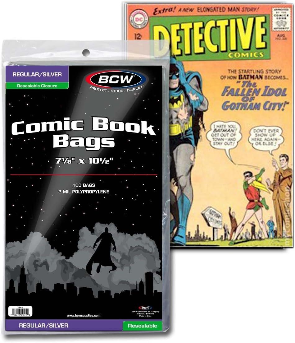 image:imageBCW Resealable Silver Age Comic Bags 1000 ct Archival Quality AcidFree Protection for Silver Age Comic Books 7 18 x 10 12 inches Comic Collection Storage Comic Books Bags