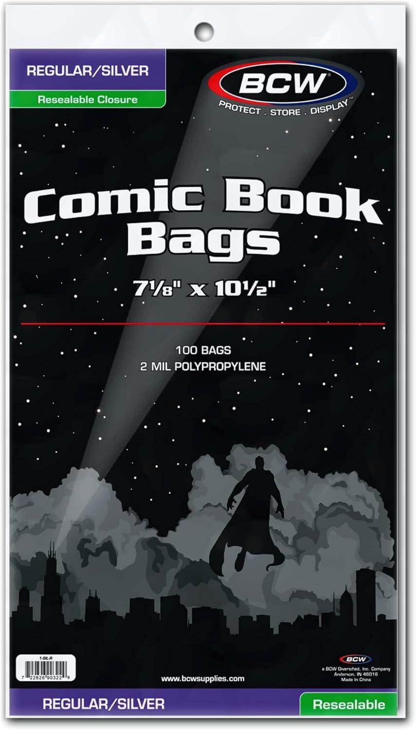 image:imageBCW Resealable Silver Age Comic Bags 1000 ct Archival Quality AcidFree Protection for Silver Age Comic Books 7 18 x 10 12 inches Comic Collection Storage Comic Books Bags