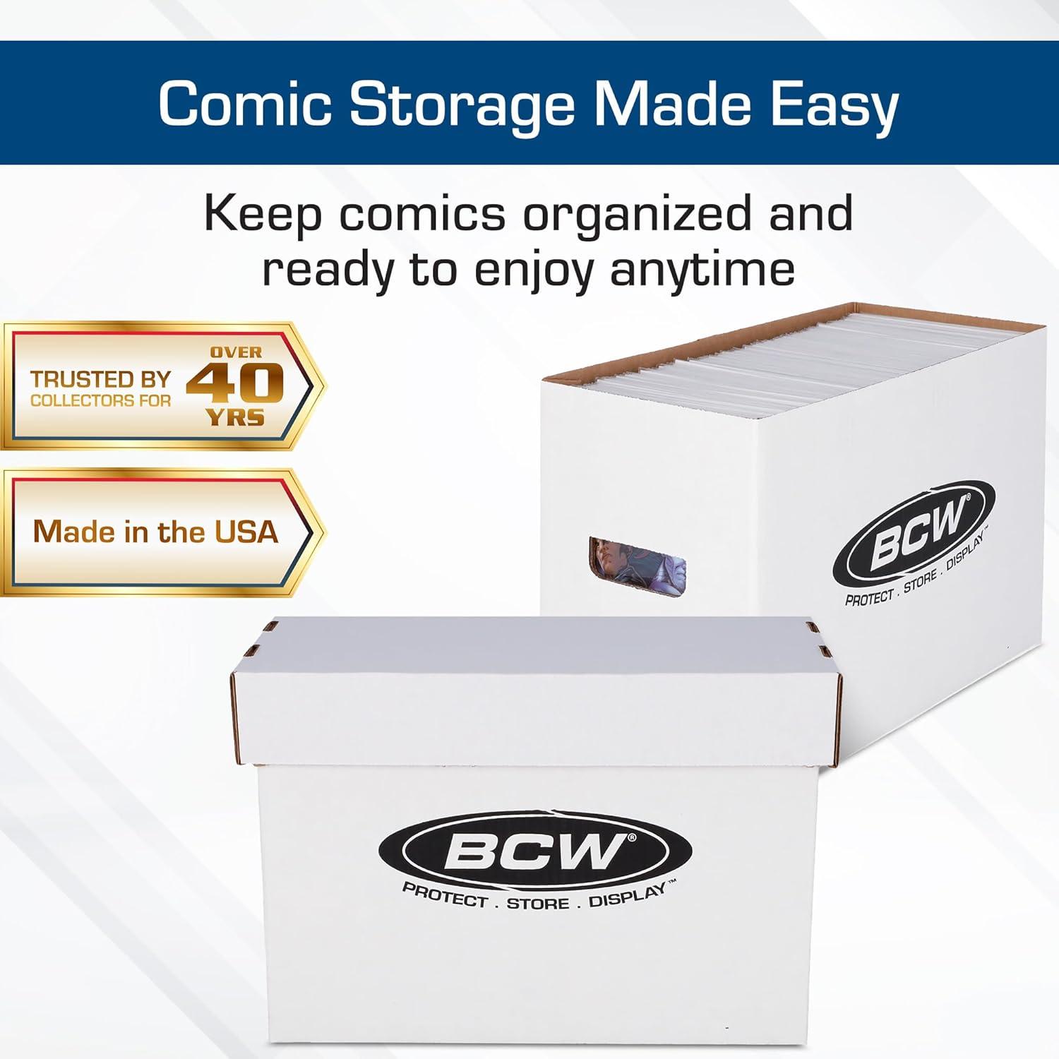 image:imageBCW Short Comic Storage Box 5 Pack Holds 150175 CurrentSilver Age Comics Stackable Durable 200 lb Strength