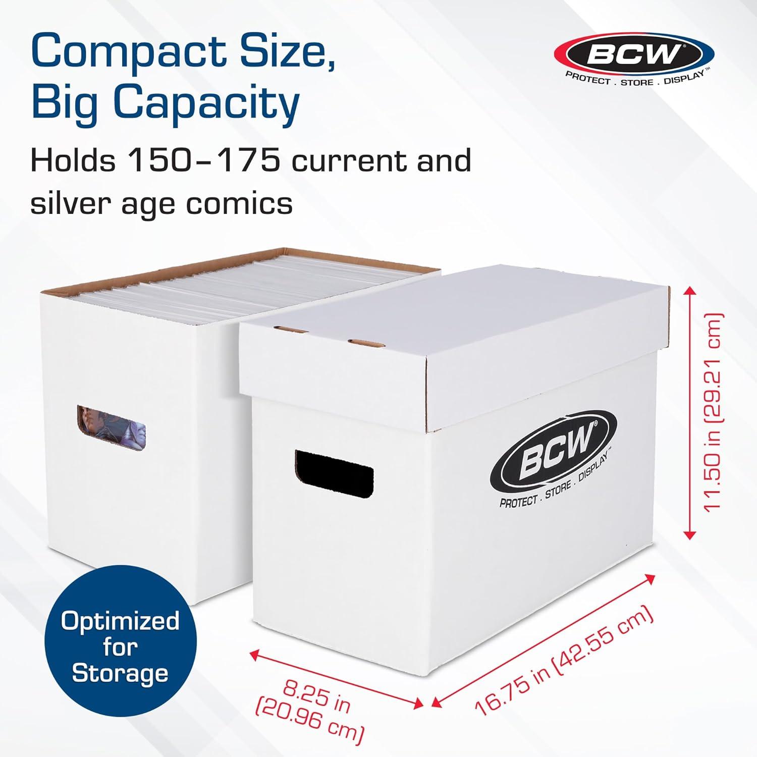image:imageBCW Short Comic Storage Box 5 Pack Holds 150175 CurrentSilver Age Comics Stackable Durable 200 lb Strength