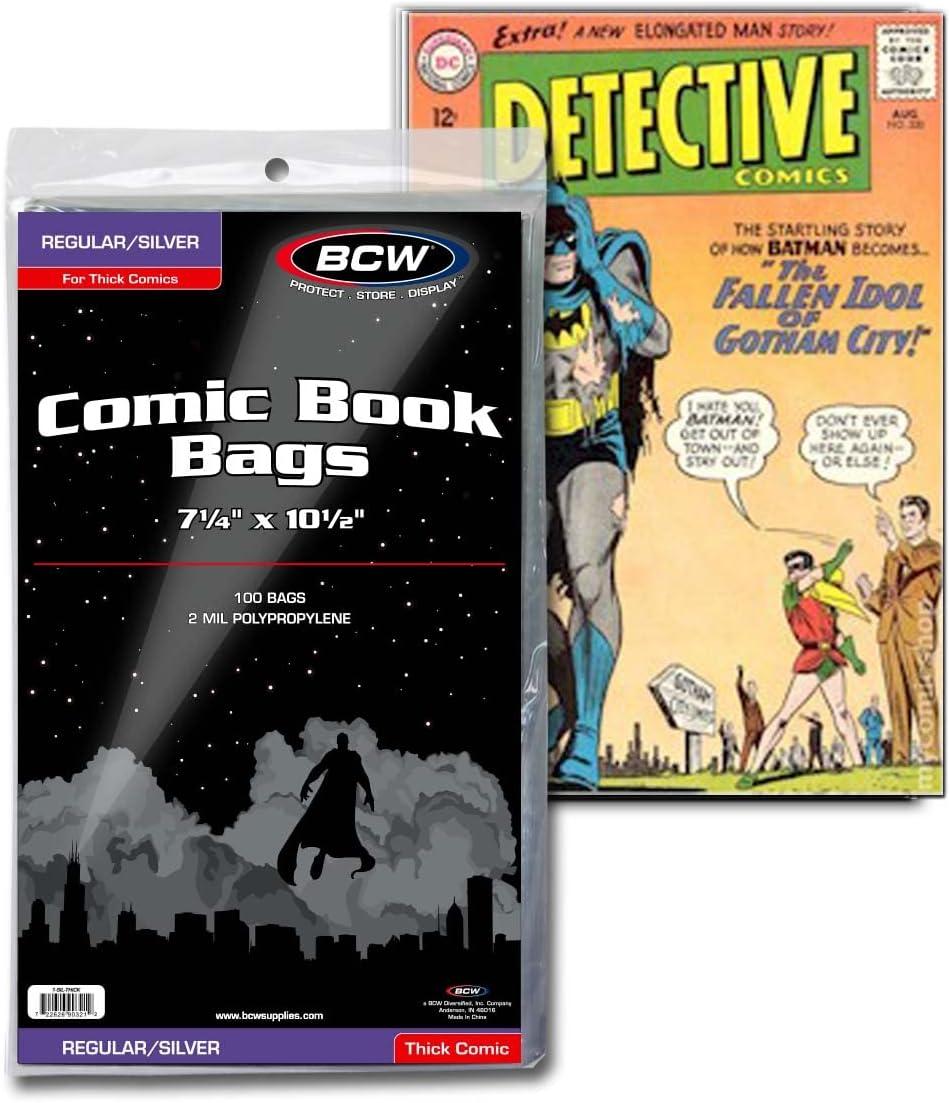 image:imageBCW Thick Silver Age Comic Bags 1000 ct Archival Quality AcidFree Protection for Silver Age Comic Books 7 14 x 10 12 inches Comic Collection Storage Comic Books Bags