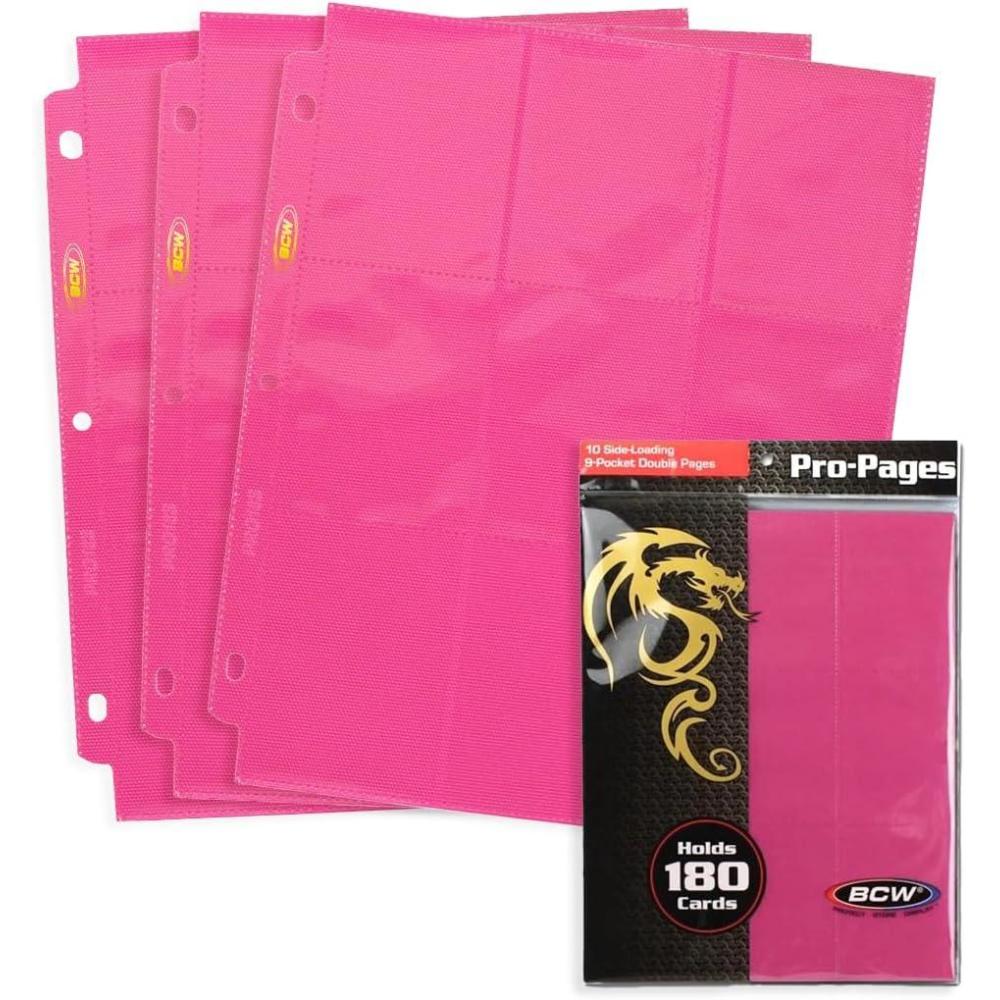 image:imageBCW DoubleSided 9Pocket Pages Holder 10 White Pages Trading Card Binder Sheets Secure Side Loading Ideal Card Storage and Display SolutionPink