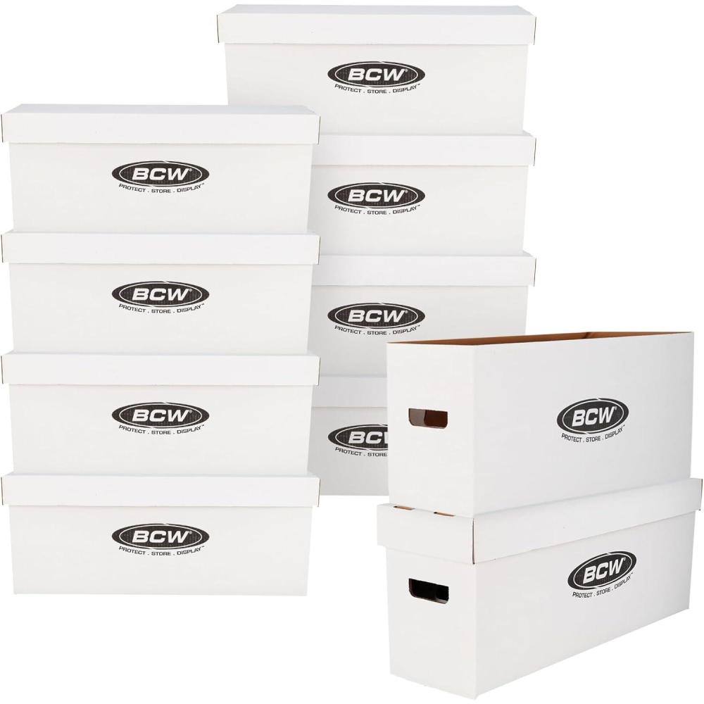 image:imageBCW Long Comic Storage Box 10 ct Holds 250300 Current amp Silver Age Comics Sturdy 200 lb for Cardboard Comic Book Stackable Comic Storage Box for Collectors