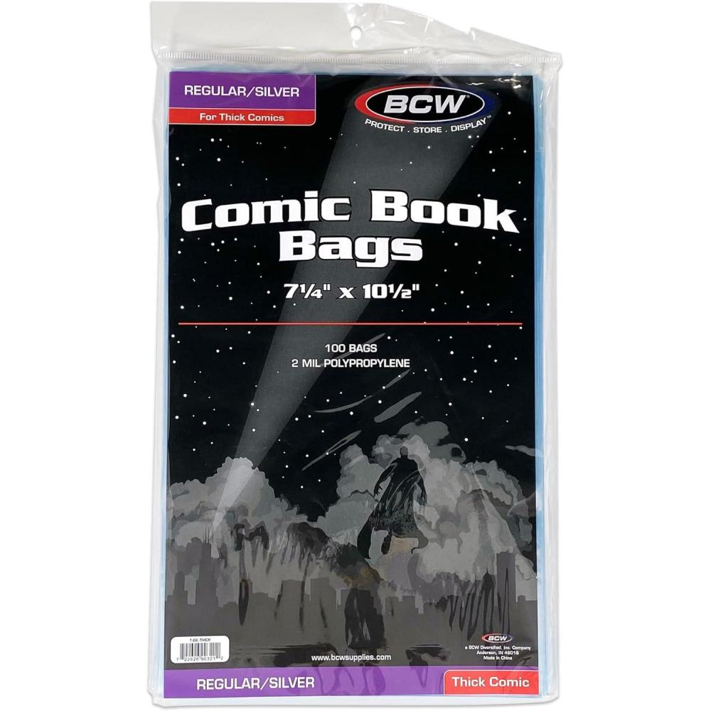 image:imageBCW Thick Silver Age Comic Bags 1000 ct Archival Quality AcidFree Protection for Silver Age Comic Books 7 14 x 10 12 inches Comic Collection Storage Comic Books Bags