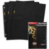 BCW Double-Sided 9-Pocket Pages Holder – 10 White Pages | Trading Card Binder Sheets | Secure Side Loading | Ideal Card Storage and Display Solution(Black)