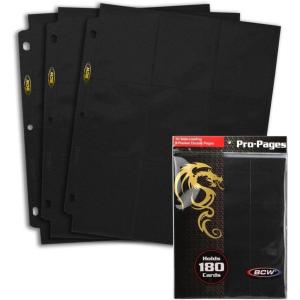BCW Double-Sided 9-Pocket Pages Holder – 10 White Pages | Trading Card Binder Sheets | Secure Side Loading | Ideal Card Storage and Display Solution(Black)