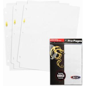BCW Double-Sided 9-Pocket Pages Holder – 10 White Pages | Trading Card Binder Sheets | Secure Side Loading | Ideal Card Storage and Display Solution(White)