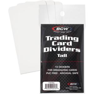 BCW Tall Trading Card Dividers – 50 ct | Archival Quality, Write-On Index Tab, 3 11/16 X 2 11/16 Inches | Fits Vault, Super Vault, QuickFold, Shoe, and Super Shoebox Boxes | Card Organizer Dividers