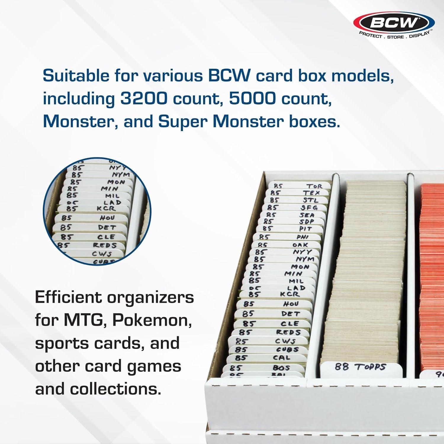 image:imageBCW Trading Card Dividers 1000 Pack Archival Quality with WriteOn Tabs Fits 3200 amp 5000 Super Monster Trading Card Storage Boxes
