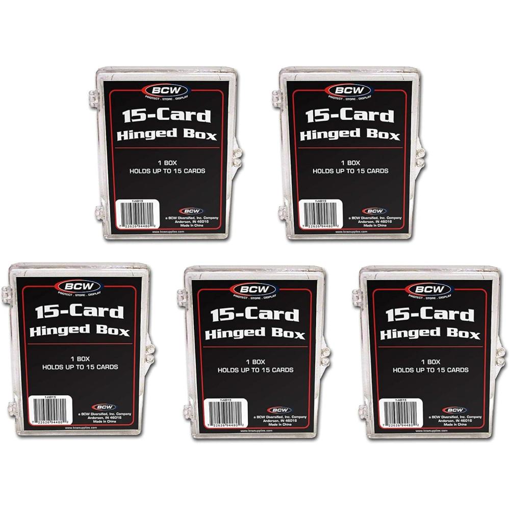 image:imageBCW Hinged Trading Card Box 15 Count Pack of 5 Clear Plastic Card Storage Box Snap Lock Trading Card Case for Pokmon and TCG Cards
