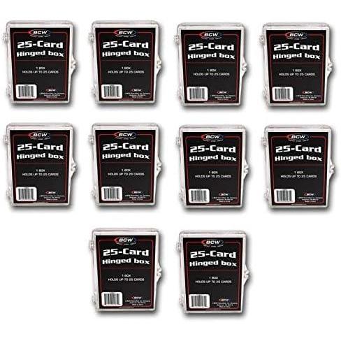 image:imageBCW Hinged Trading Card Box 25 Count Pack of 10 Clear Plastic Card Storage Box Snap Lock Trading Card Case for Pokmon and TCG Cards