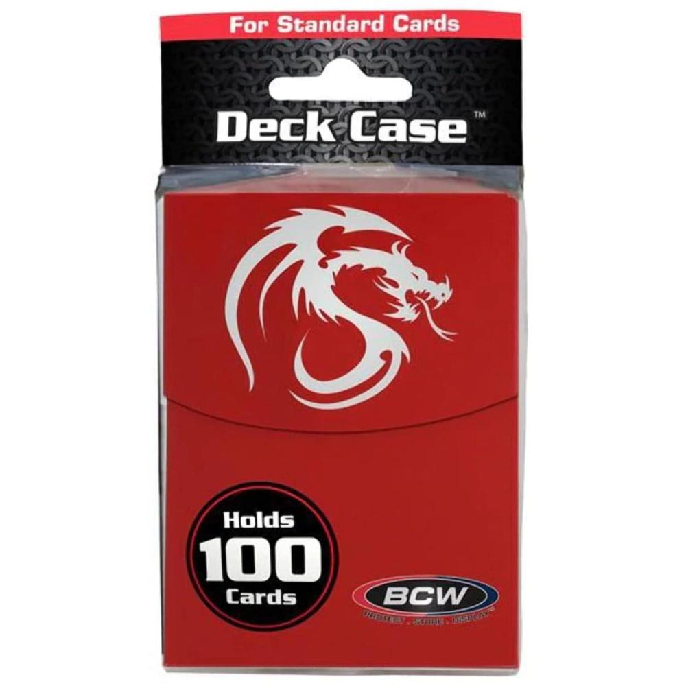 image:imageBCW Large Red Deck Case MTG Commander Deck Case Holds 100 Sleeved Cards Durable Matte Finish 100 Card Case for TCG MTG amp Pokemon SecureFit Lid amp DividerRed