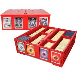 BCW Collectible Card Bin (4-Pack, Red) | Holds 3,200 Cards Each | Includes 4 Dividers Per Bin | Storage for Pokémon, MTG & Sports Cards(2 Pack)