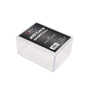 BCW Hinged Trading Card Box – 100 Count | Clear Plastic Card Storage Box | Snap Lock Trading Card Case for Pokémon, and TCG Cards