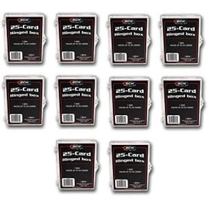 BCW Hinged Trading Card Box – 25 Count (Pack of 10) | Clear Plastic Card Storage Box | Snap Lock Trading Card Case for Pokémon, and TCG Cards