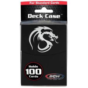 BCW Large Red Deck Case | MTG Commander Deck Case Holds 100 Sleeved Cards | Durable, Matte Finish 100 Card Case for TCG, MTG, & Pokemon | Secure-Fit Lid & Divider(Black)