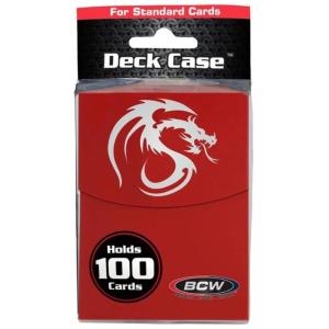 BCW Large Red Deck Case | MTG Commander Deck Case Holds 100 Sleeved Cards | Durable, Matte Finish 100 Card Case for TCG, MTG, & Pokemon | Secure-Fit Lid & Divider(Red)
