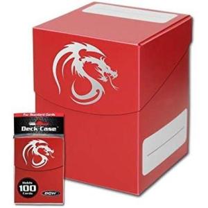 BCW Large Red Deck Case | MTG Commander Deck Case Holds 100 Sleeved Cards | Durable, Matte Finish 100 Card Case for TCG, MTG, & Pokemon | Secure-Fit Lid & Divider