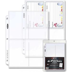 BCW Pro 4-Pocket Photo Protector Sleeves | 20 Count | Photos Sleeves, Cards | Acid-Free, PVC-Free | Archival Quality, Photo Album Pages Protector for 3 Ring Binder | High Clarity Polypropylene