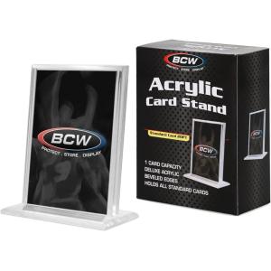 BCW Trading Card Display Stand – 2ct| Acrylic Card Holder Stand for Sports Cards, Pokémon & TCG | Stable Vertical Card Stand with Beveled Edges | Clear Sports Card Display Stand(1)