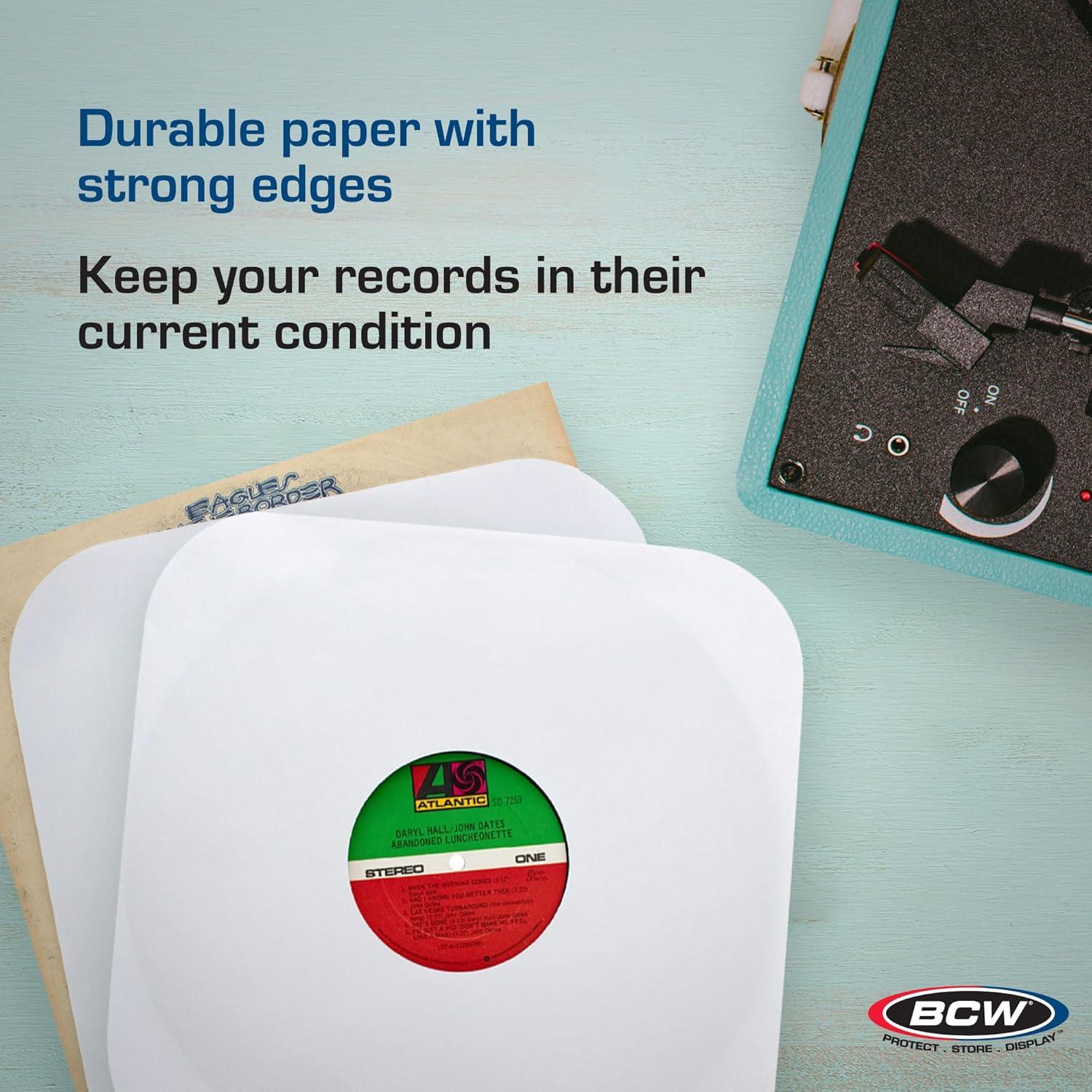 image:imageBCW 12 Inch Vinyl Record Paper Inner Sleeves Round Corners White Pack of 50 Protective LP Album Sleeves for Vinyl Storage and Preservation Compatible with 33 RPM AlbumsWhite