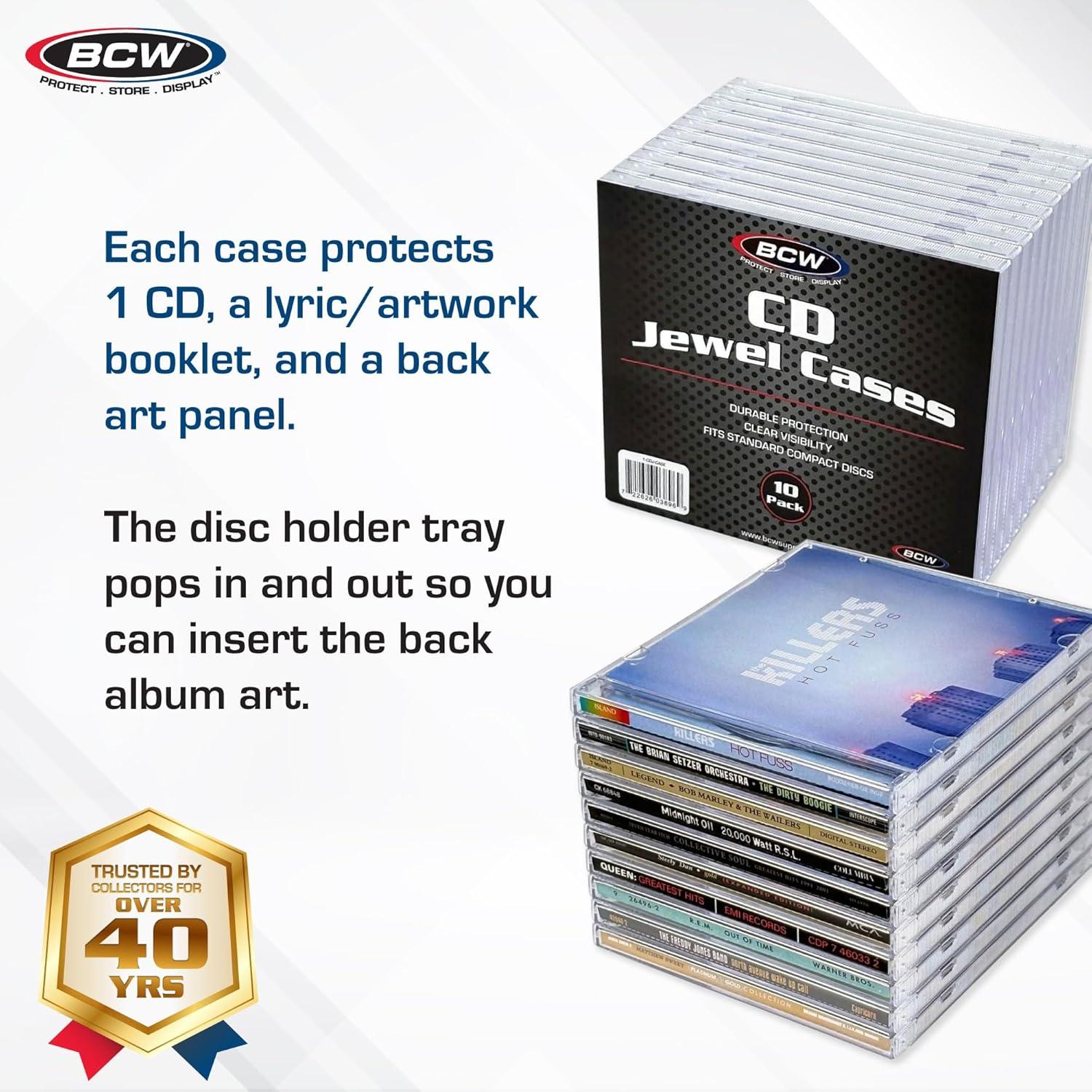 image:imageBCW Clear CD Jewel Cases 10 Pack Standard Single Disc Replacement Cases Classic CD Storage Case Durable Polystyrene Panels10 Pack