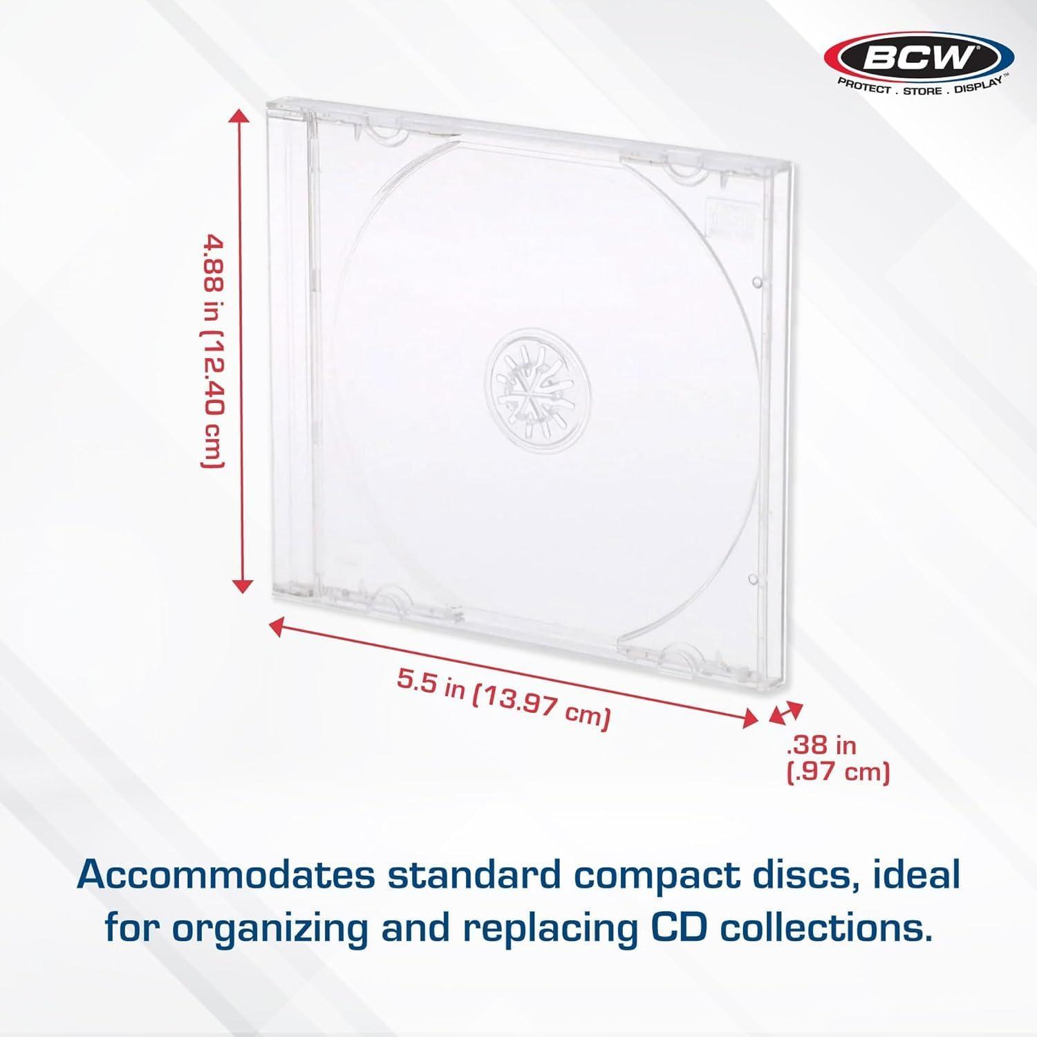 image:imageBCW Clear CD Jewel Cases 10 Pack Standard Single Disc Replacement Cases Classic CD Storage Case Durable Polystyrene Panels20 Pack