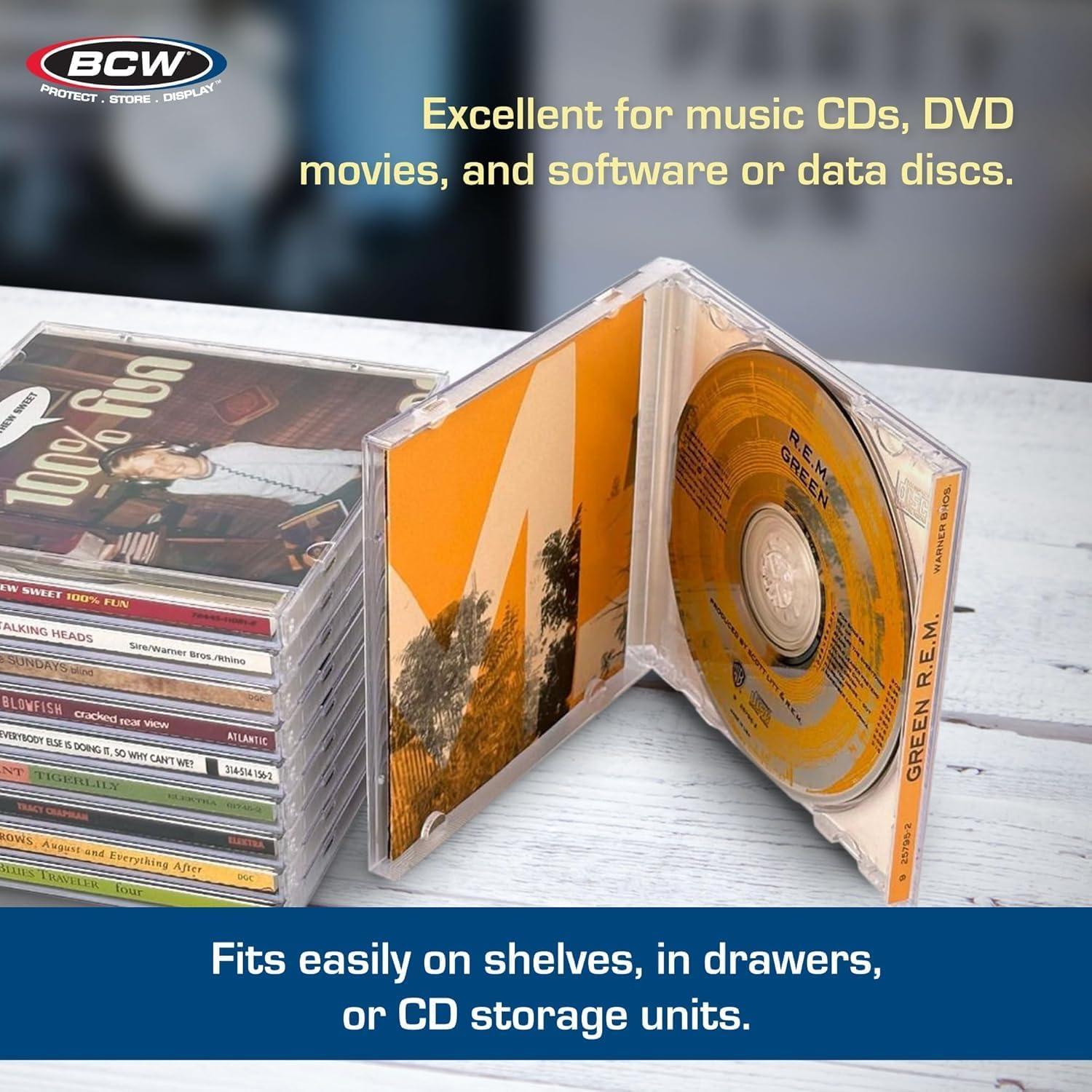 image:imageBCW Clear CD Jewel Cases 10 Pack Standard Single Disc Replacement Cases Classic CD Storage Case Durable Polystyrene Panels20 Pack