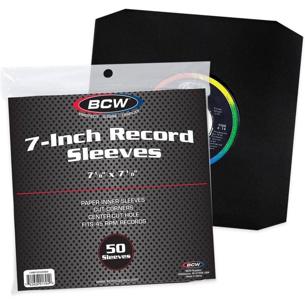 image:imageBCW 7 Inch Vinyl Record Paper Inner Sleeves  Angle Cut Corners  White  Pack of 50  Protective LP Album Sleeves for Vinyl Storage and Preservation  Compatible with 45 RPM AlbumBlack