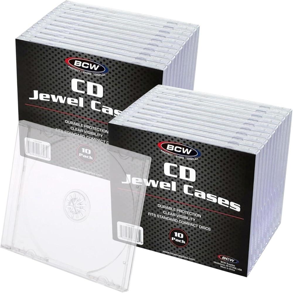 image:imageBCW Clear CD Jewel Cases  10 Pack  Standard Single Disc Replacement Cases  Classic CD Storage Case  Durable Polystyrene Panels20 Pack