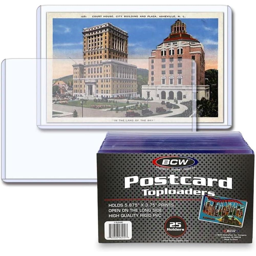 image:imageBCW Postcard Top Load Holder Pack of 25 Toploaders For Cards Hold 5 x 3 Postcards Postcard Toploader safe for Photos and Cards