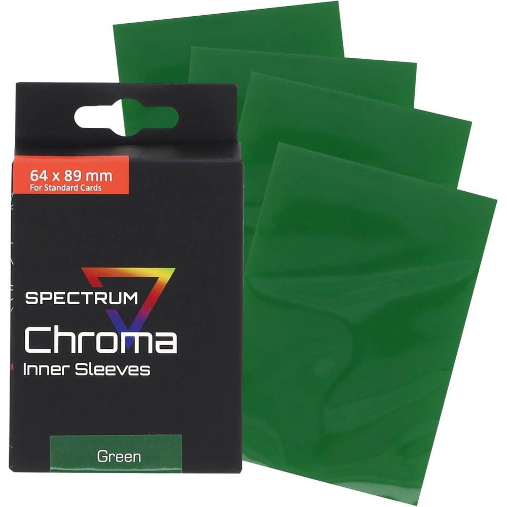 image:imageBCW Spectrum Green Chroma Inner Card Sleeves 100 Pack AcidFree Archival Quality Protection Perfect Fit Sleeves for MTG Pokemon DualSided GlossyClearGreen
