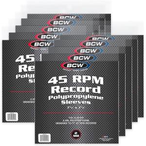 BCW 45 RPM Record Sleeves – 1000 Count | Fits Standard 7 Inch Single 45s | Snug-Fit 2 Mil Polypropylene Outer Sleeves | Archival Plastic Covers for Vinyl Record Storage and Protection
